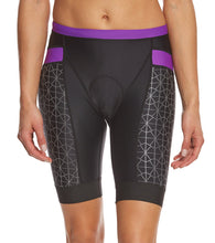 Cargar imagen en el visor de la galería, TYR Trishort Competitor Black-Purple Mujer - Triatlon Mexico - Front