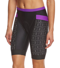 Cargar imagen en el visor de la galería, TYR Trishort Competitor Black-Purple Mujer - Triatlon Mexico - Front