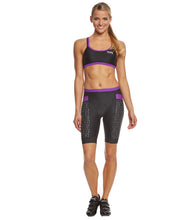 Cargar imagen en el visor de la galería, TYR Trishort Competitor Black-Purple Mujer - Triatlon Mexico