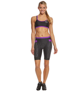 TYR Trishort Competitor Black-Purple Mujer - Triatlon Mexico